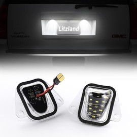 litzland LED License Plate Lights Tag Lamp Assembly Replacement for 2007-2014 Chevy Suburban Tahoe GMC Yukon Escalade ESV, 6000K White Number Plate Tag Lamp 2Pcs