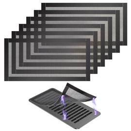 6 Pack Strong Magnetic Floor Vent Cover - PVC Mesh Register for Wall Ceiling Floor Catch Debris Hair Insect (Black, 4 x 8 Inch)
