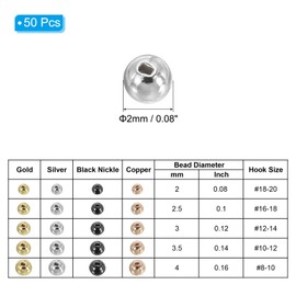 PATIKIL 2mm Tungsten Slotted Beads for Fly Tying, 50 Pcs Tungsten Beads Round Bead Head Ball for Jig Hooks Fishing Fly Tying Materials, Silver Tone