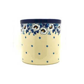 Polish Pottery Utensil Holder - White Poppy