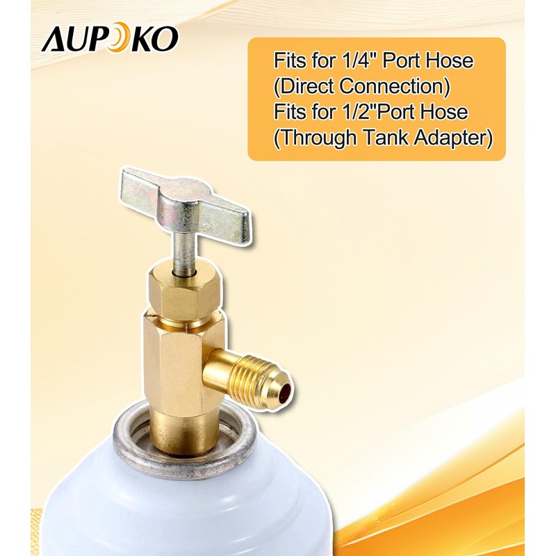 Aupoko R134A Self-Sealing Can Tap with Tank Adapter, 1/2" Acme