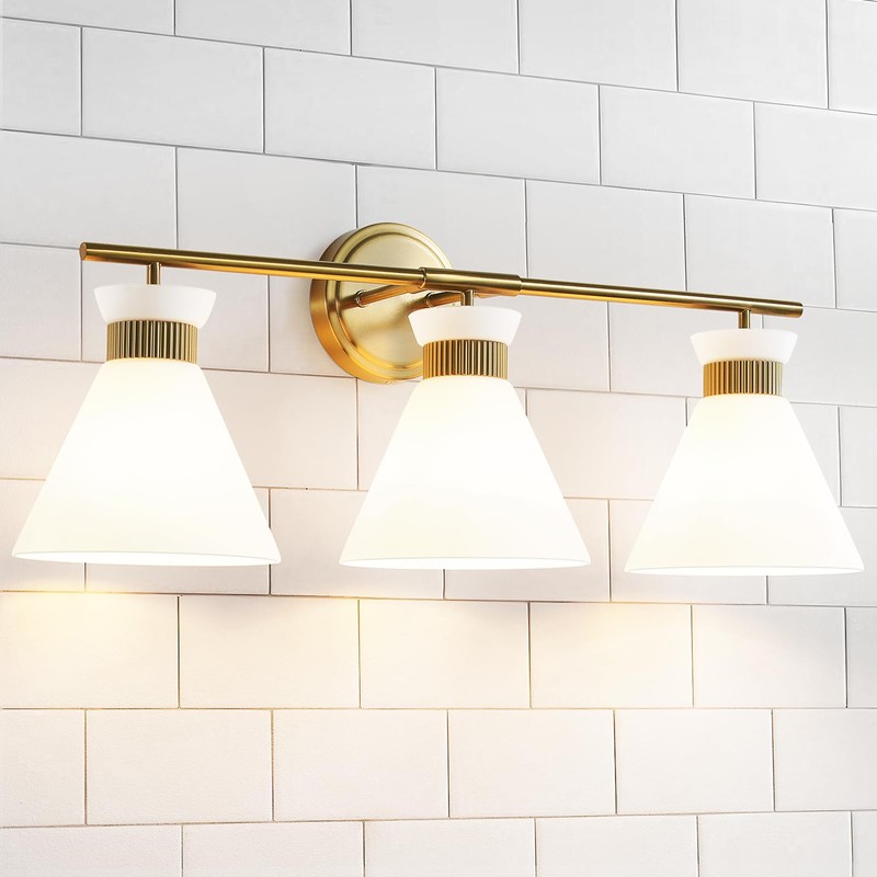 WOSHITU Bathroom Vanity Light Fixtures: 3-Lights Mid Century Modern Vanity