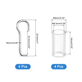 uxcell Wand Wire and Sleeve Collar, 4 Sets Blind Wand Hook Replacement Parts for 1-inch Square Head Rails, Tilt Hook Repair for Horizontal Blind Parts (Silver)