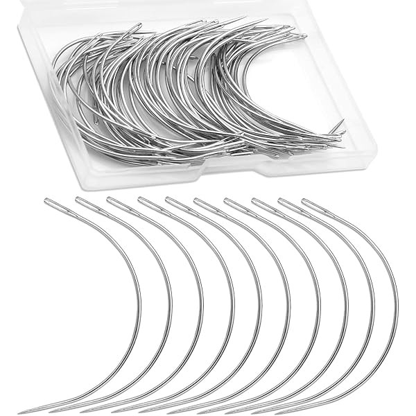 50 PCS Curved Needles, Curved Sewing Needles, Leather Needles, Weaving