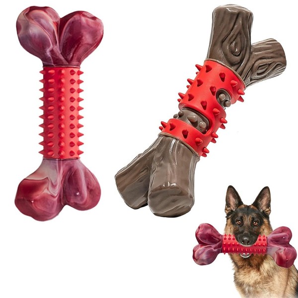 Durable Dog Chew Toys for Aggressive Chewers, Textured Bone Design,