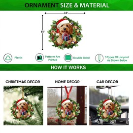 Talataca Goldendoodle Wearing A Christmas Hat Wreath Groodle Dog Lover Christmas Tree Ornament Topper Decoration Homemade Mica Door Balls Vintage Large Unique Xmas Eve Set Decor