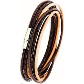 Simaru Designer Leather Bracelet - Wrap Bracelet for Men & Women Made of Vegetable Tanned Leather with Stainless Steel Magnetic Clasp - Made in Germany, Leather