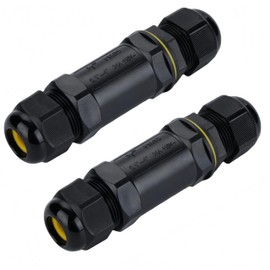 IP68 Waterproof Junction Box Outdoor I-Shape 2way 5Pin (AC450v,32A) M25 Wire Range(8-12mm) Electrical Cable Connector,Suitable for Repair and Extend Power Cables,UL（2Pack）