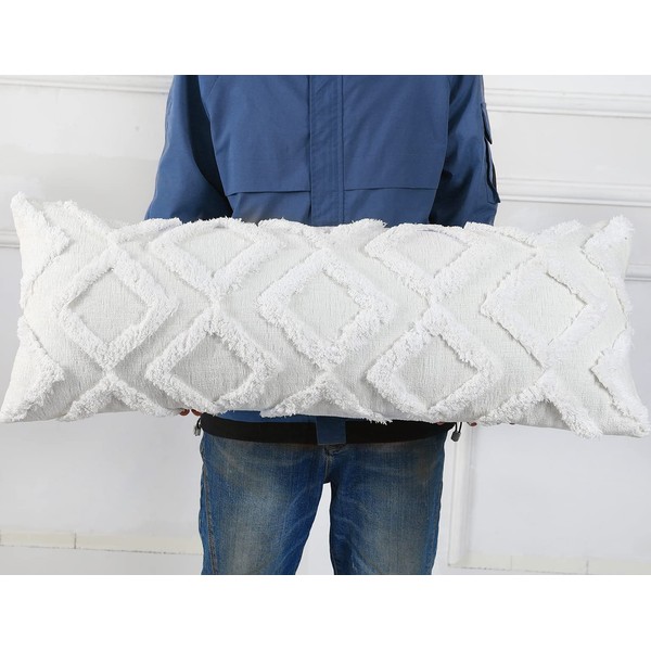 NUYECY Diamond Pattern Extra Long Pillow Covers 14 x 36,Plush
