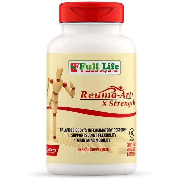 Full Life Reuma-Art X Strength - 180 Veggie Capsules - Extra Strength & Fast Acting Anti-Inflammatory - Joint Pain Relief Supplement