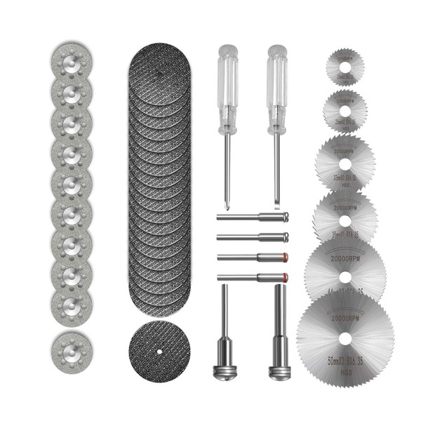 Dremel Accessory Set: 44pcs Diamond Discs, 6pcs HSS Circular Saw