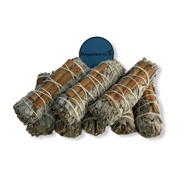 NESSASTORES - White Sage + Cinnamon Smudge Incense 4" Bundle #JC-199 (1 pc)