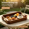 Wooden Serving Tray with Metal Handles, Acacia Wood Rectangular Decorative