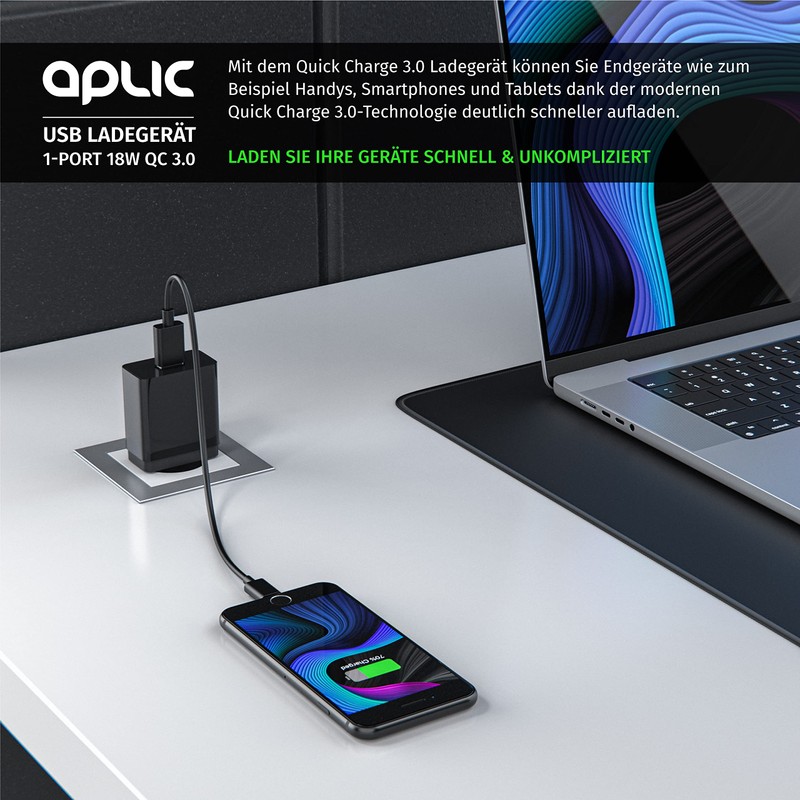 CSL USB Charger with Quick Charge Black