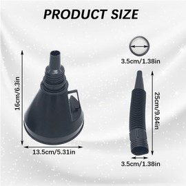 WINUERK Oil Funnel with Hose, Wide Mouth Gas Funnel, Plastic Long Neck Oil Funnel with Detachable Spout and Filter, Flexible Right Angle Funnels for Water, Gasoline, Coolant, Engine Oil