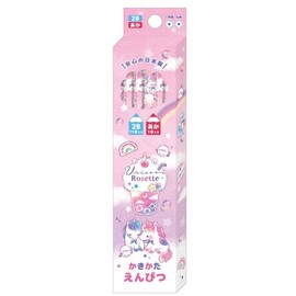 Kamio Japan Unicorn Rosette 221451 Dozen Pencils, Shakata Pencil, Pencil, 12 Pieces, 2B, Red Pencil, Back to School