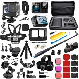 BMUUPY Accessories Kit for Gopro Hero 13 Black Accessory Bundle Waterproof Housing Case Filter Silicone Protector Lens Screen Tempered Glass Head Chest Strap Mount Set for Gopro13 HERO13