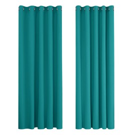 Deconovo Deconovo Super Soft Curtain Panels Solid Thermal Insulated Eyelet Bedroom Blackout Curtains 66 x 90 Inch Turquoise 2 Panels