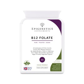 Vitamin B12 + Folate | High Strength 800mcg Folic Acid + 800mcg Methyl B12 as Methylcobalamin | 60 Vegan Capsules UK Made by Epigenetics Supplements
