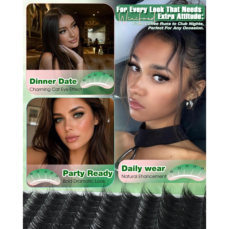 Winifred Wispy Lash Clusters Fluffy Eyelash Clusters Volume D Curl