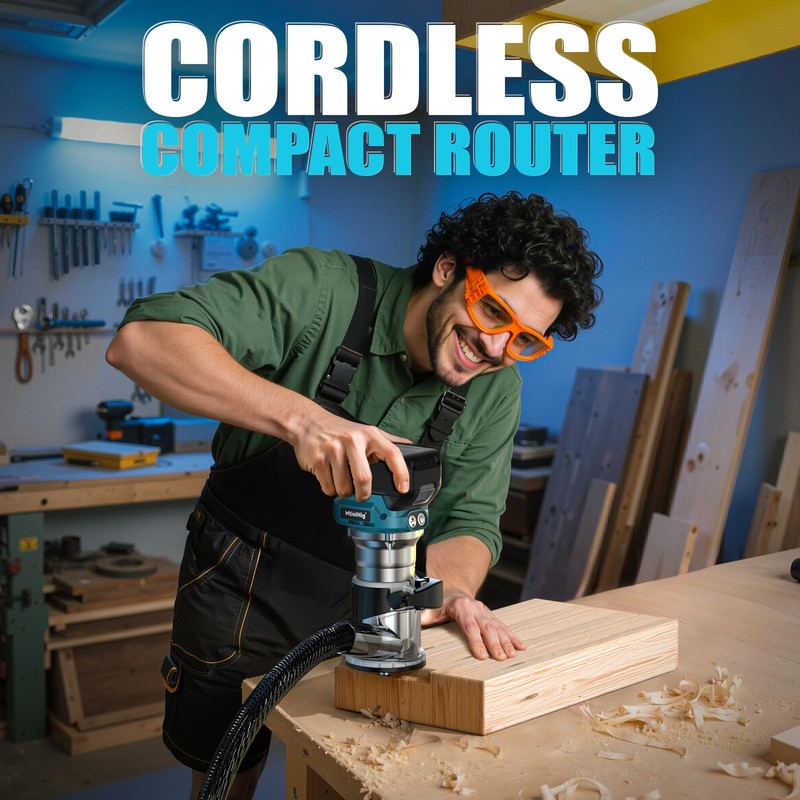 MtiolHig Cordless Compact Router Compatible with Makita 18V Battery, With