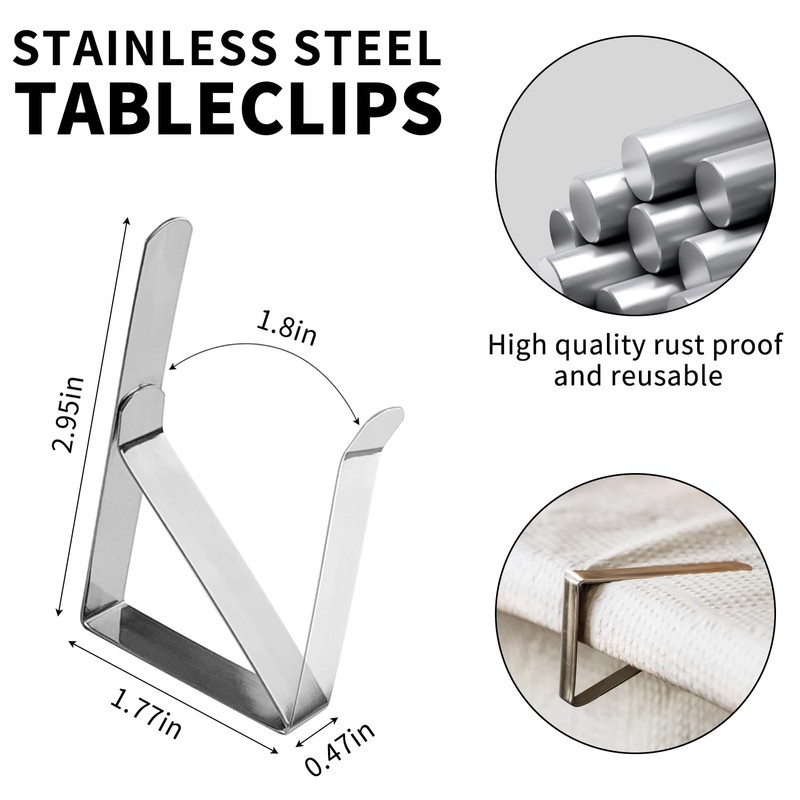 ALLTOP Superior Tablecloth Clips - Rust-Proof Stainless Steel Table Cover