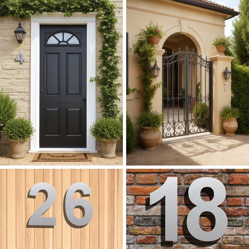 Brushed Modern House Number -6 Inch 152mm Height, Made of