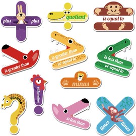 11 Pack Math Sign Magnetic Teacher Tools- Greater Than and Less Than Plus Minus Equal to Multiplication Division Teacher Magnets Animal Math Magnets for School Classroom Supplies