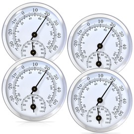 Set of 4 Thermometer Hygrometer, 58 mm Precision Thermo-Hygrometer, Temperature and Humidity Meter, Room Thermometer Suitable for Household, Indoor, Senior Room and Baby Room