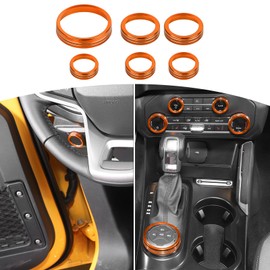 Jeliker for Bronco Orange AC Control Radio Knob Cover Trim Rings, Headlight Switch Knob Cover for Ford Bronco 2021 2022 2023 Orange Interior Accessories 6pcs(NOT for Sport)