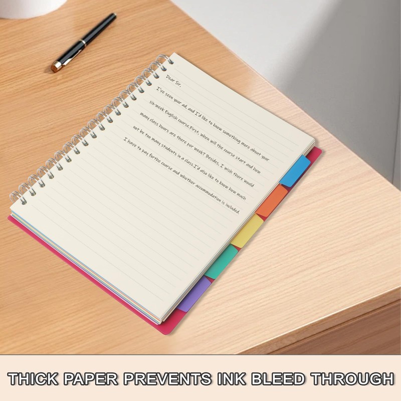 5 Subject Notebook College Ruled Spiral Notebook 7x10 Inch Hardcover
