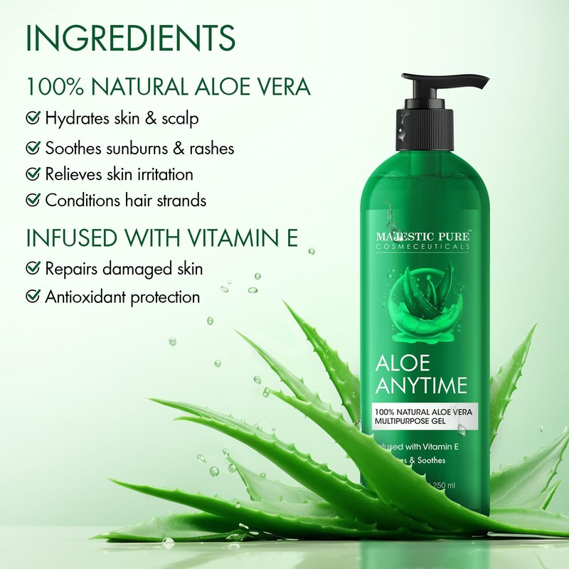 Majestic Pure Aloe Vera Gel for Face and Hair -