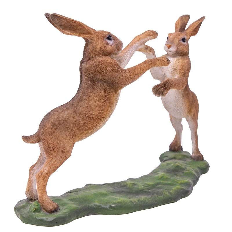 Realistic Hare Ornaments Finished in Natural Colours, Choice of Poses