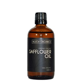 Alucia Organics Certified Organic Safflower Oil 100ml - Pure, Natural, Cold Pressed, Certified Organic, Vegan, Cruelty Free, for Skin, Face, Body, Hair, Massage…