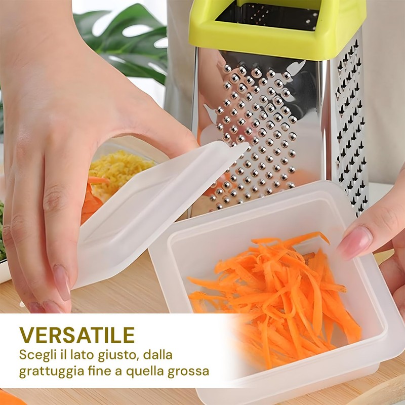 Wintem Stainless Steel 4 Sided Cheese Grater with Handy Dosing