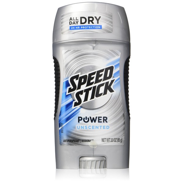 Speed Stick Power Antiperspirant/Deodorant, Unscented 3 Ounce (Pack of 2)