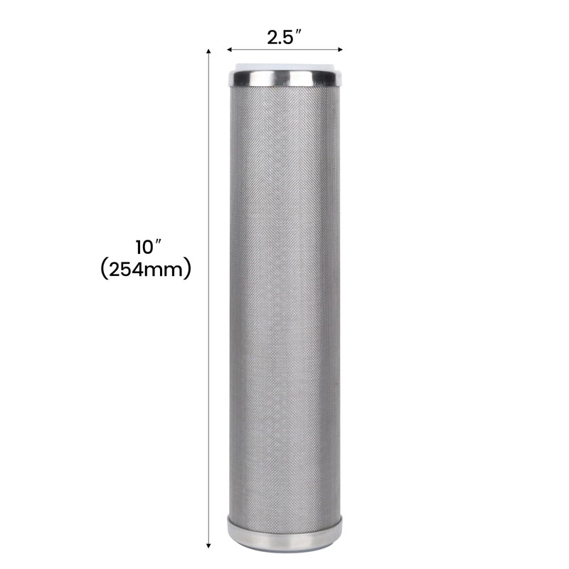 Amwater Stainless Steel Cleanable Wire Mesh Filter Cartridge 10”Length,2.5"OD(300 Micron)