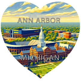 Ann Arbor Michigan Souvenir Die Cut Heart Shaped Decorative Flat Magnet 2-Inch
