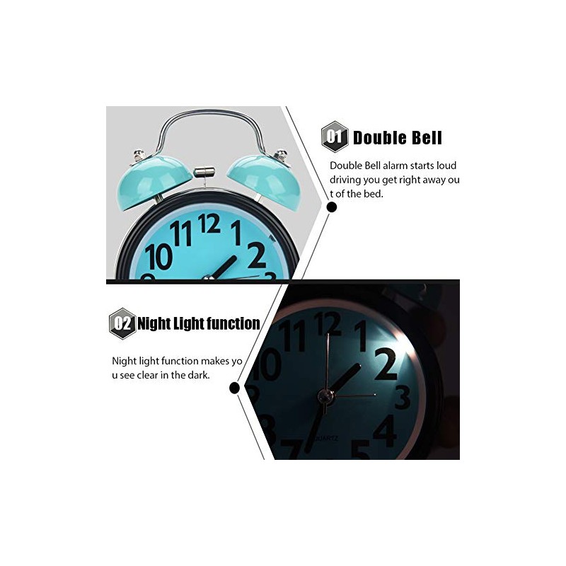 Alarm Clock, Double Bell Ultra Silent Sunrise Alarm Clock for