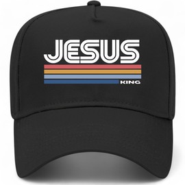 Jesus is King Vintage Trucker Hat | Premium Snapback Hat for Men & Women (US, Alpha, One Size, Black)