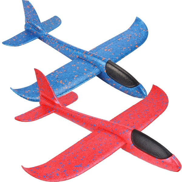 Good Life Airplane Toy Flying Hand Throw Glider Outdoor Lightweight Assembly Styrofoam Set of 2