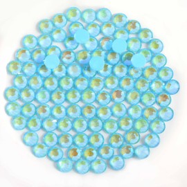 Beadsland 1440pcs Flat Back Crystal Rhinestones Round Gems for Nail Art and Craft Glue Fix, Luminous Blue, SS20,4.6-4.8mm