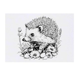 'Hedgehog with Flowers' Temporary Tattoo - Water Resistant, Skin-Safe, Non-Toxic Transfer (TO00073287)
