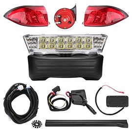 10L0L Deluxe Golf Cart LED Light Kit for Club Car Precedent 2004-2008, with Headlight Taillight Turn Signals Switch Horn Brake Pad Hazard Light Function