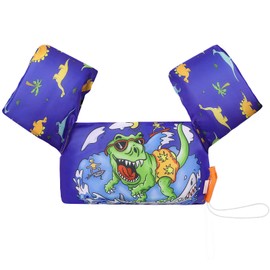 MoKo Swim Arm Band for Kids 20-50lbs, Toddler Swim Vest Cute Cartoon Swimming Wings Pool Floats Sleeve Children Water Sports Learning Swim Training Equipment, Blue & Surfing Dinosaur