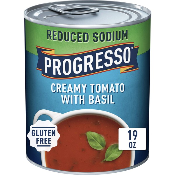 Progresso Reduced Sodium, Creamy Tomato Basil Soup, Gluten Free, 19 oz
