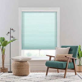 MiLin Cordless Cellular Shades No Tools No Drill Blinds for Windows Shades for Indoor Windows Magnetic Door Blinds (Light Filtering - Salt Mint, 36 1/2" W x 48" H)