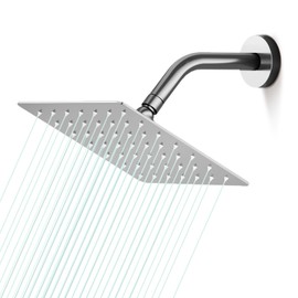 AULEEND Square Shower head, High Flow Stainless Steel Square Rainfall Shower Head, High Pressure Design Even at Low Water Flow (Chrome)