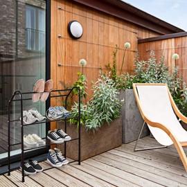 Tangkula Four-Tier Shoe Rack with Slipper Rack at The Top, Rugged Durable Steel Frame, Powerful Bearing Capacity, Ample Storage Space