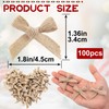 100pcs Christmas Mini Burlap Bows, Linen Handmade Mini Bow for